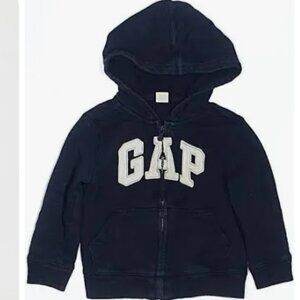 BABY GAP BOY'S BLUE FULL- ZIP HOODIE WITH LOGO- COMFY FLEECE - SIZE USA 2 YEARS